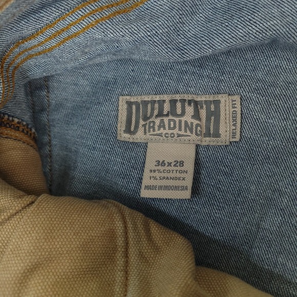 Duluth Trading Flex Ballroom Jeans Mens 36x28 Blue Denim Relaxed Fit - Picture 6 of 12